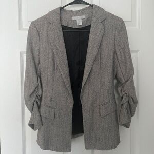H&M Herringbone Blazer w/ Ruched Sleeves